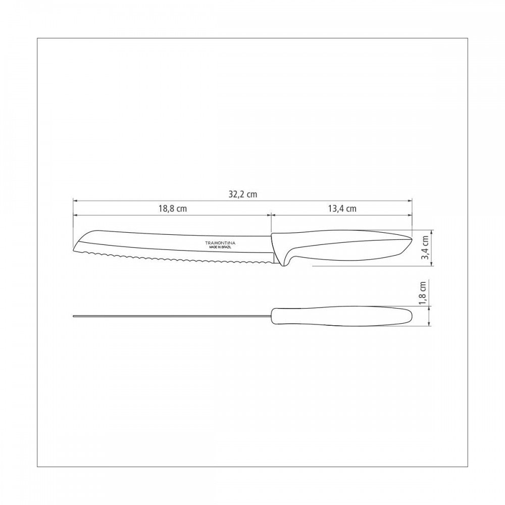 Нож для хлеба PLENUS grey, 203мм. лезвие, нержавеющая сталь Tramontina - фото 3
