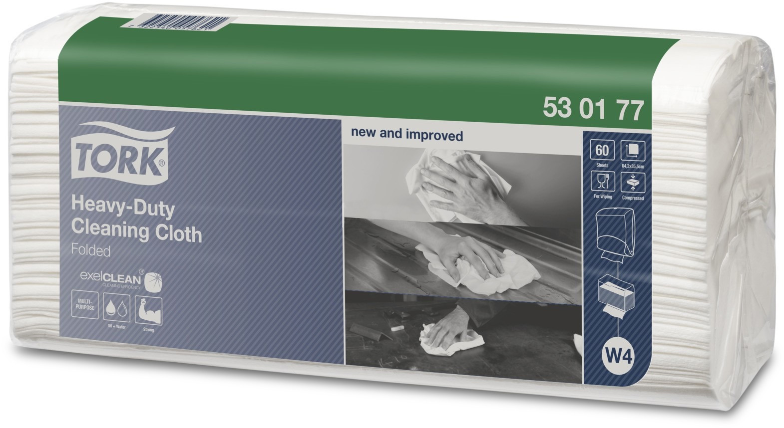 Протиральний матеріал універсальний Premium 530, 1-сл., 38,5*64,2см., 60шт./уп., біл. W4 Tork - фото 1