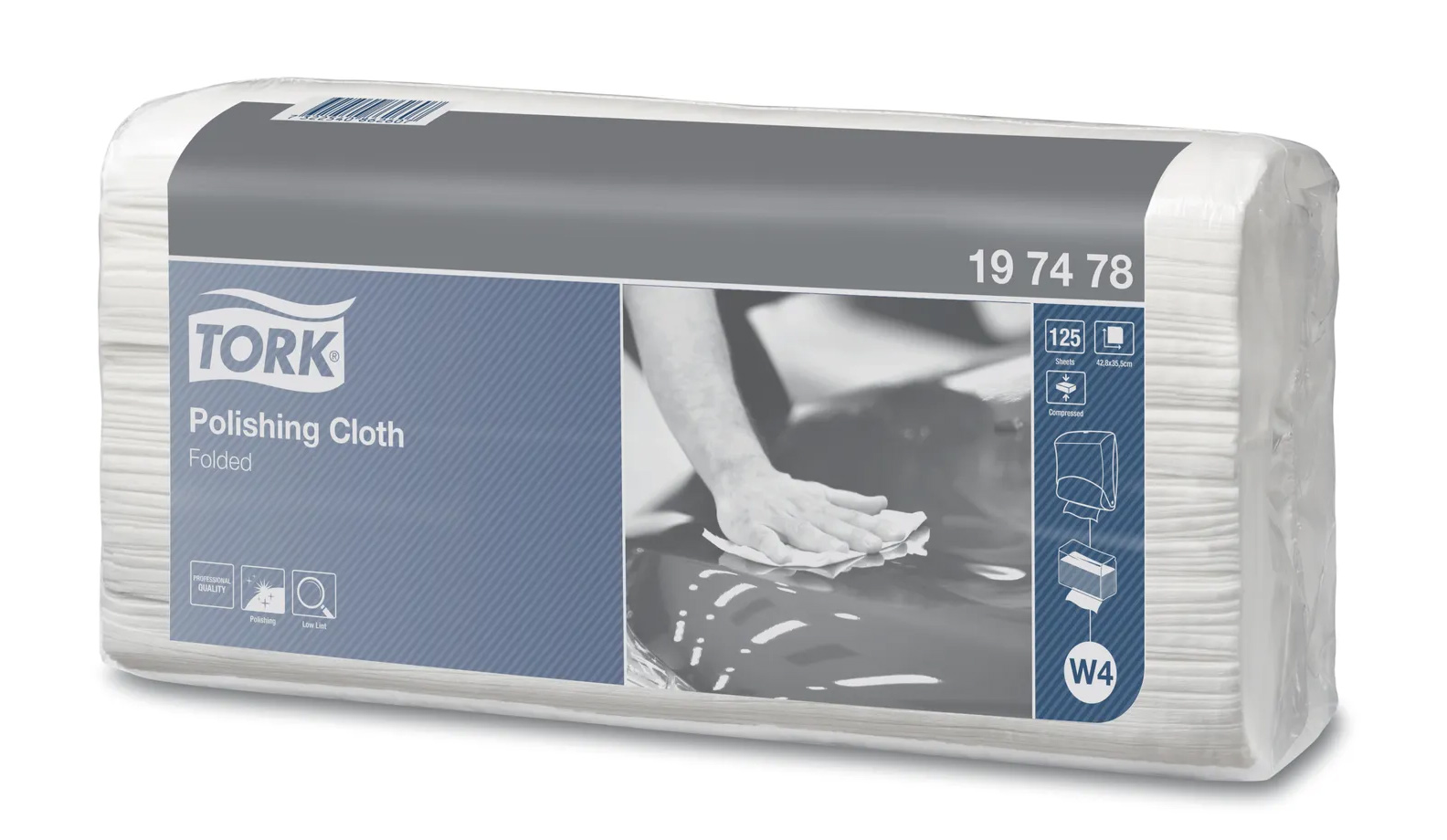 Протирочный материал для полировки, 1-сл., 38,5*42,8см., 125шт./уп., бел. W4 Tork - фото 3