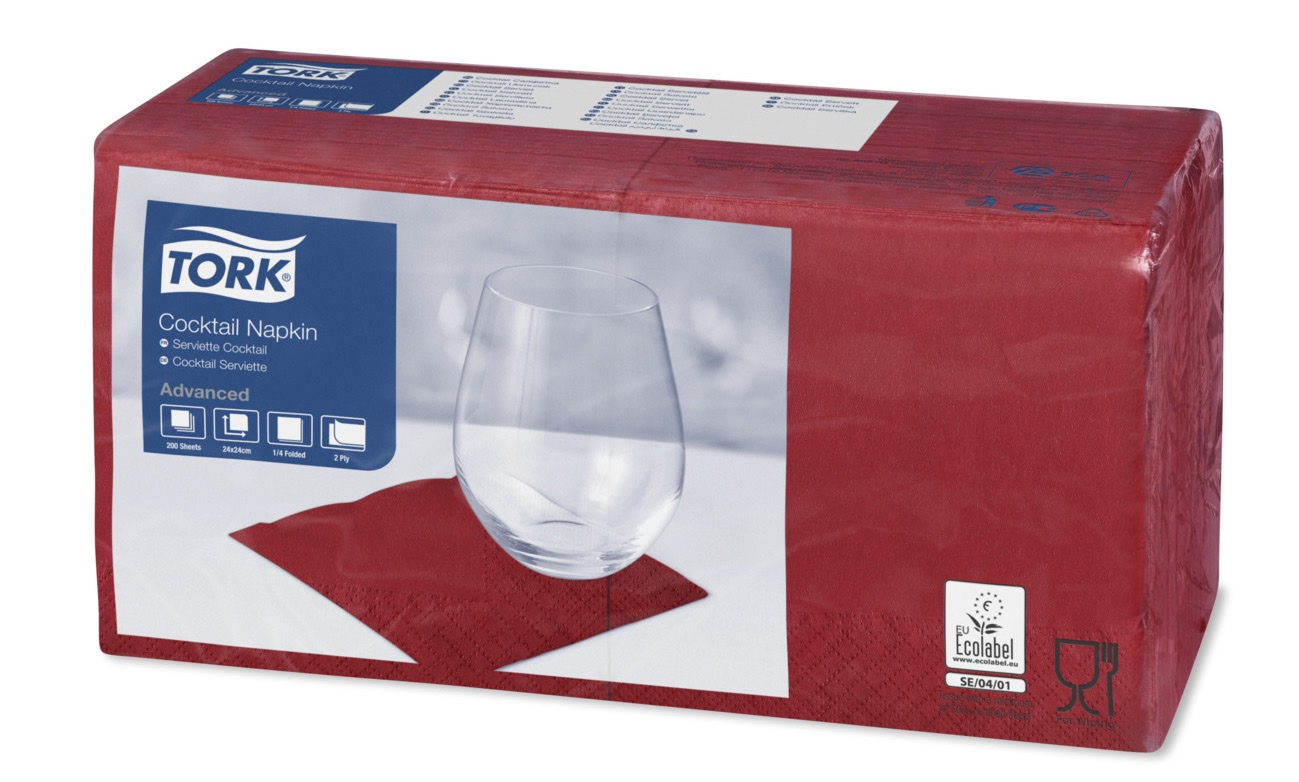 Салфетки 24*24см. Tork Advanced 2-х слойная, 200шт./уп., борд. Tork - фото 1