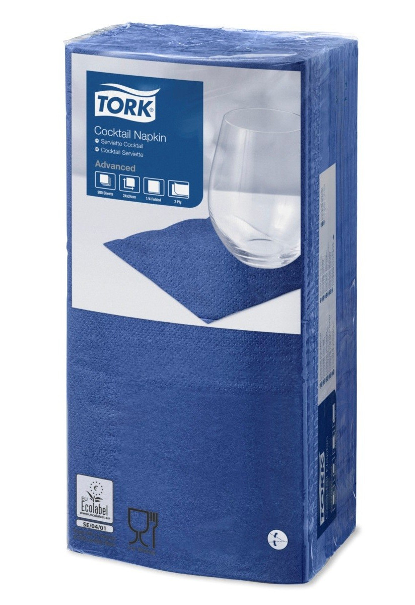 Серветки 24*24см. Tork Advanced 2-х шарові, 200шт./уп., син. Tork - фото 1