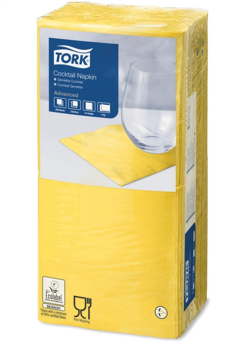 Салфетки 24*24см. Tork Advanced 2-х слойная, 200шт./уп., желт. Tork - фото 1