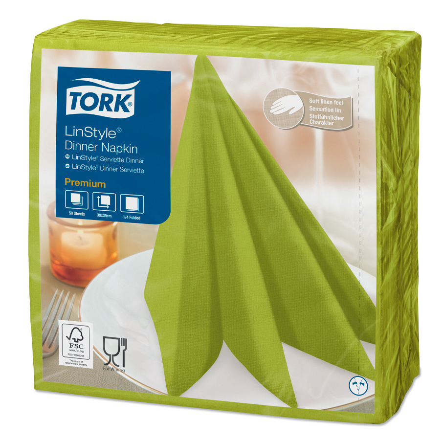 Салфетки 39*39см. Tork Premium LinStyle® 1 слойная, 50шт./уп., фисташ. Tork - фото 4