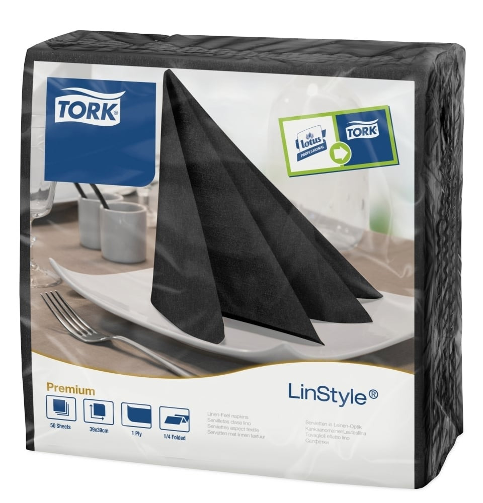 Салфетки 39*39см. Tork Premium LinStyle® 1 слойная, 50шт./уп., черн. Tork - фото 2