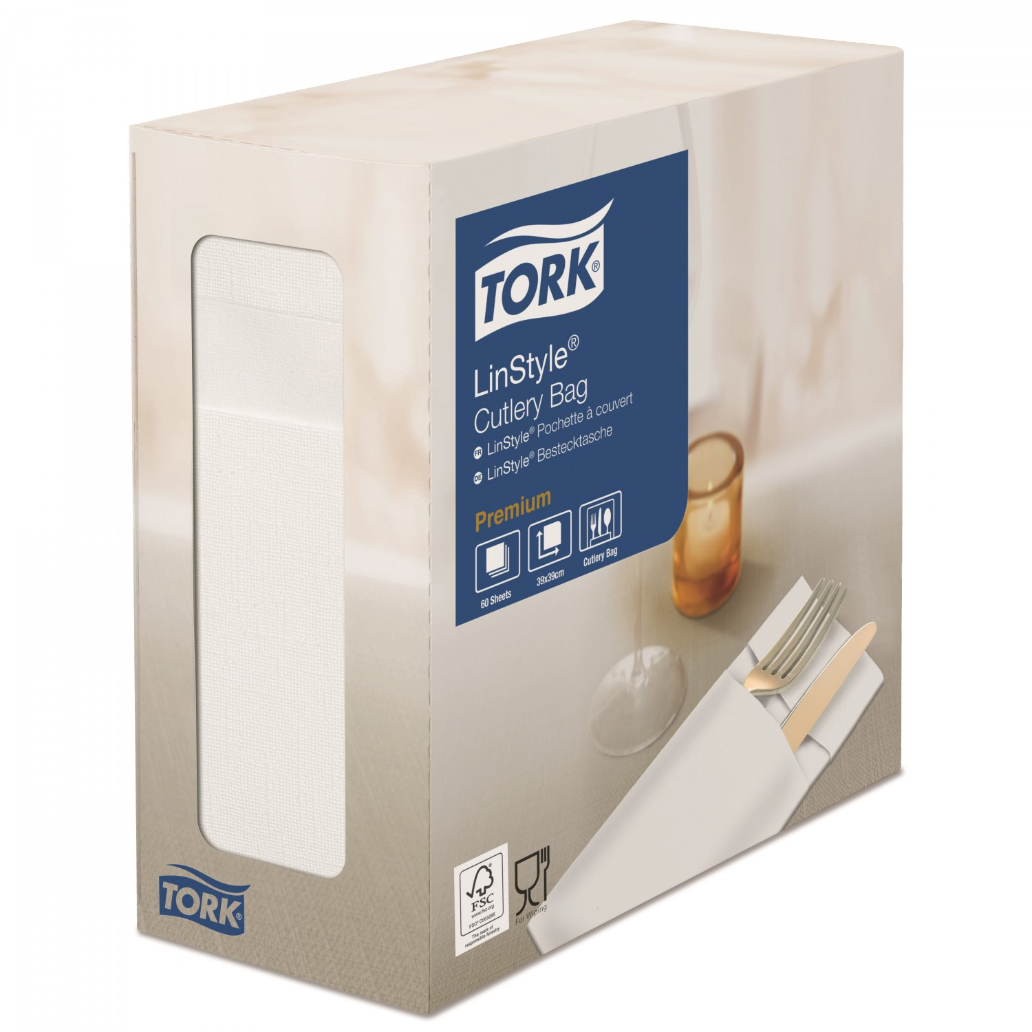 Конверт для столових приборів Tork Premium Linstyle® 1 шар., 40*39см 60шт. / уп., біл. Tork - фото 1