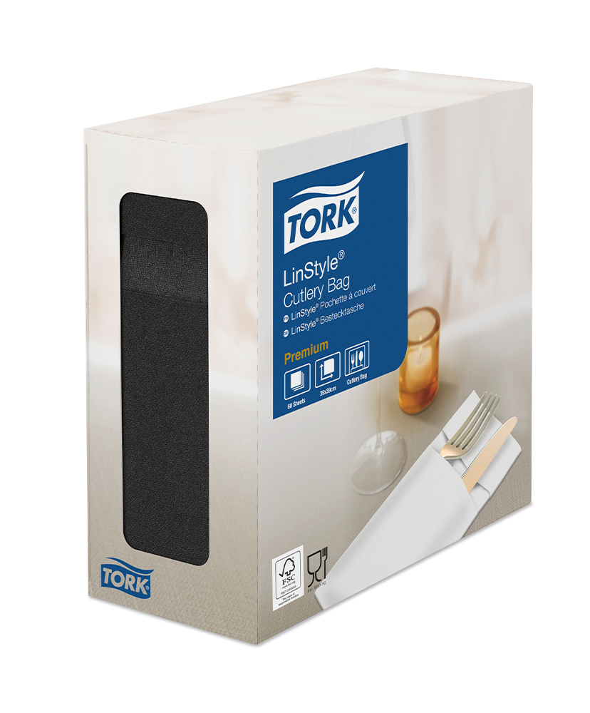 Конверт для столових приборів Tork Premium Linstyle® 1 шар., 40*39см 60шт. / уп., чорн. Tork - фото 1