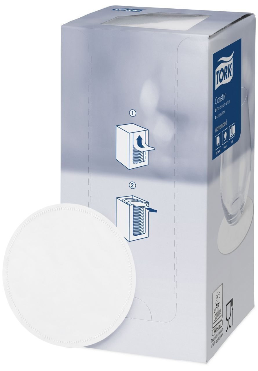 Коастер Advanced, d=90мм, 8-сл., 250шт./уп., ровный край, бел. Tork - фото 1