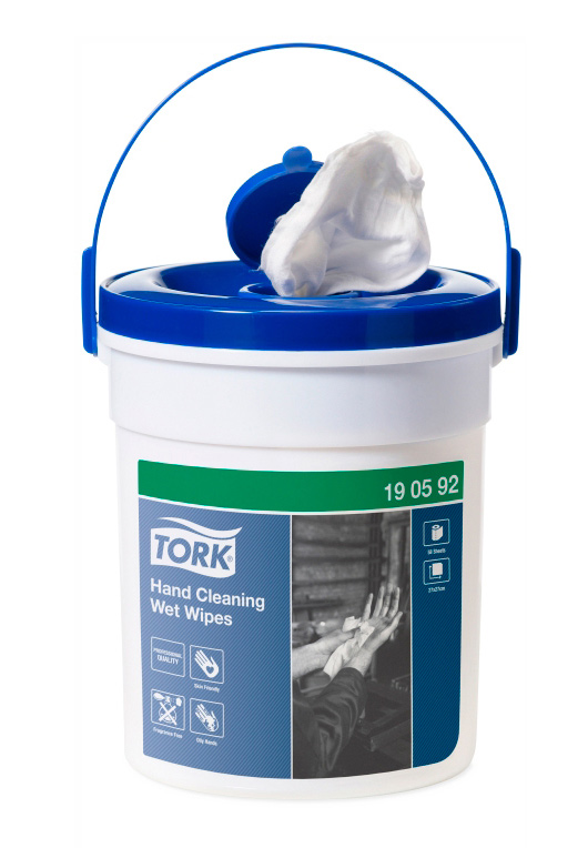 Салфетки влажные, нетканные для рук+ ведро диспенсер 1-сл., 27*27см., 58шт./уп., бел. W14 Tork - фото 2