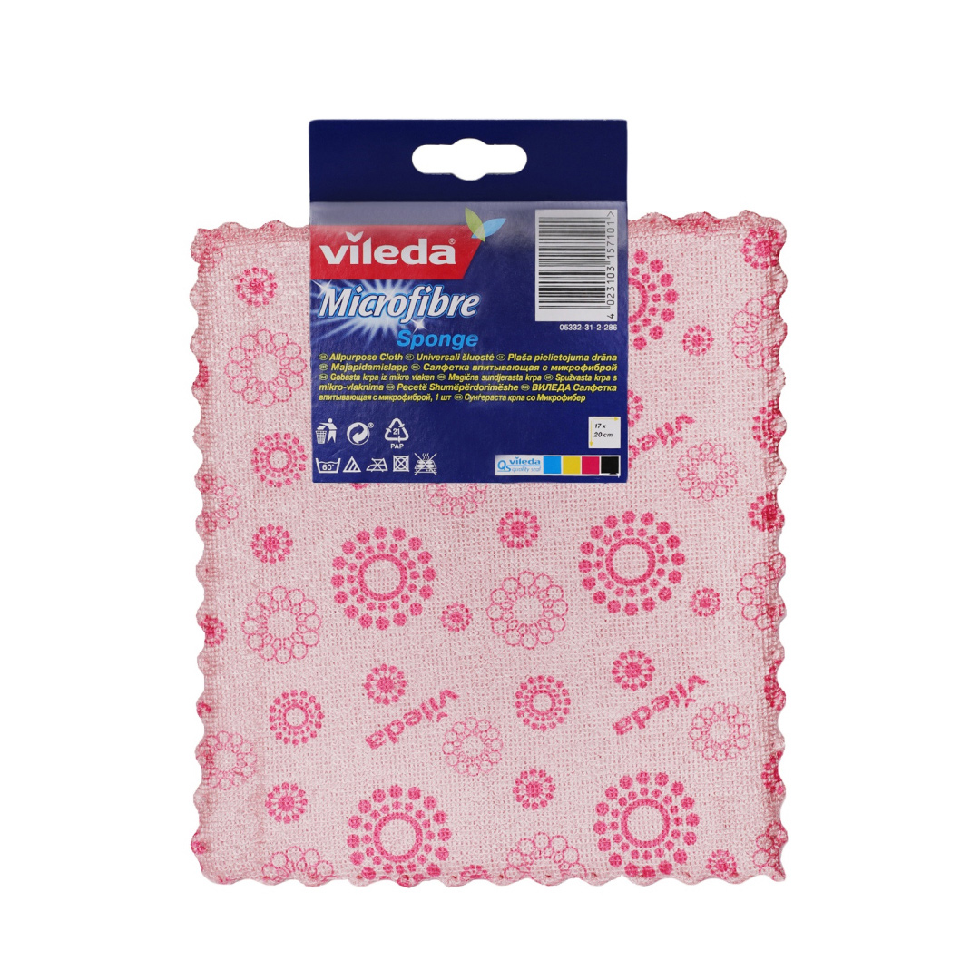 Микрофибра салфетка для посуды Micro and Sponge 17*20см 1шт./уп., ассорт. Vileda - фото 5