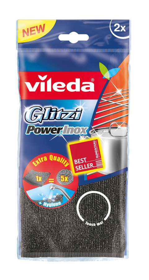 Губки кухонные металлические Inox Power Pad, 2шт./уп., черн. Vileda - фото 3