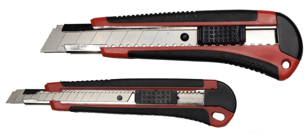 Нож канцелярский большой 18мм., метал. направляющая, прорезиненный корпус 4Office - фото 1