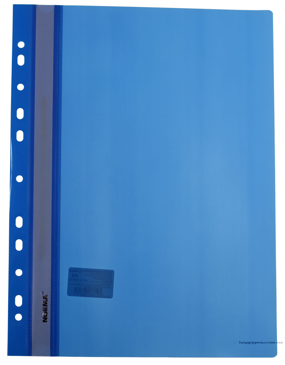 Швидкозшивач з прозорим верхом та перфорацією, А4, син. NORMA - фото 1