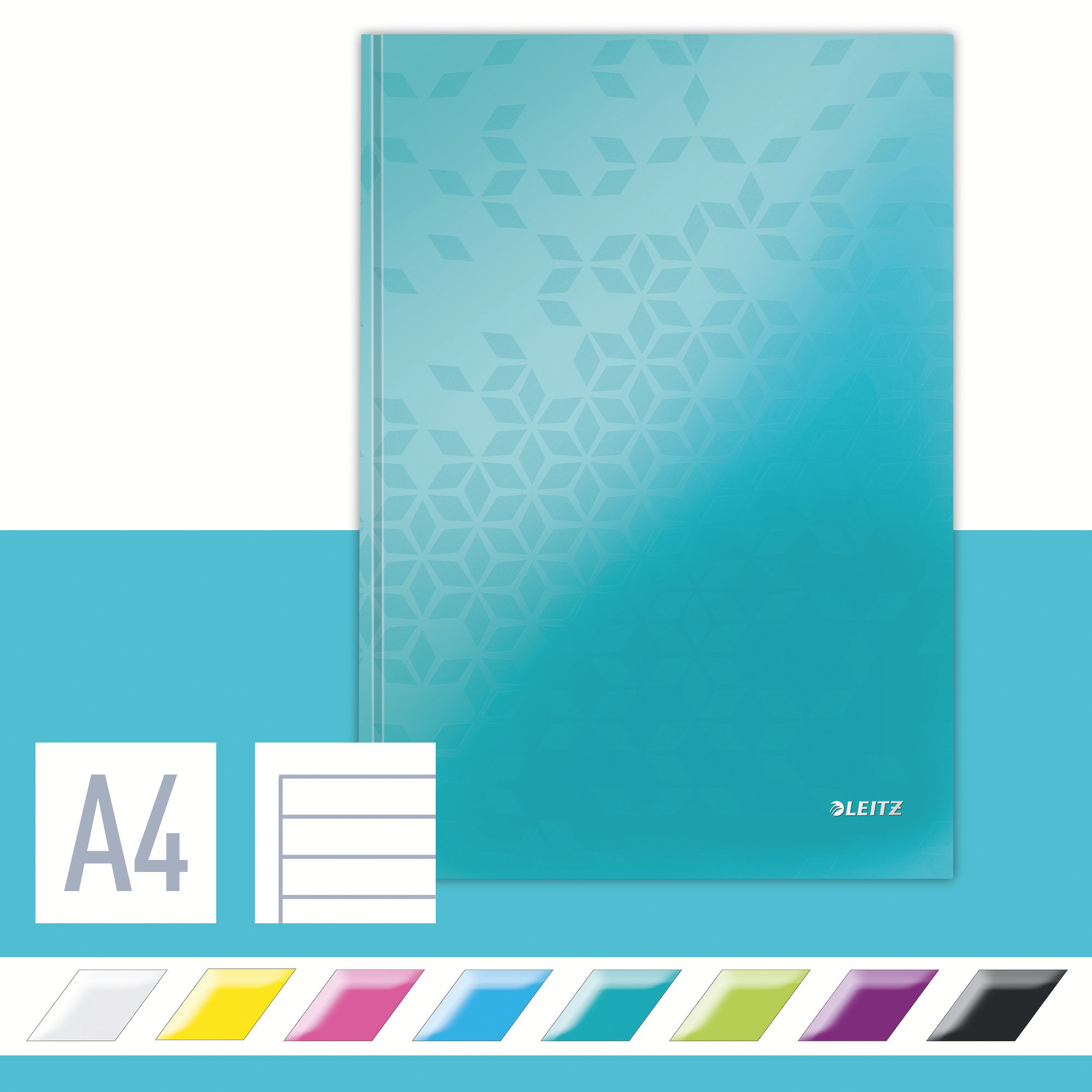 Зошит А4, 80арк. WOW, А4, тверда обложка, офсет, лінія, бірюз. LEITZ - фото 2