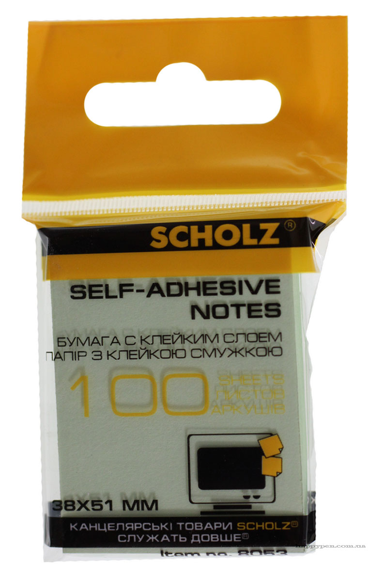 Блок бумаги с клейким слоем 38*51мм.*100 листов, ассорт. Scholz - фото 2