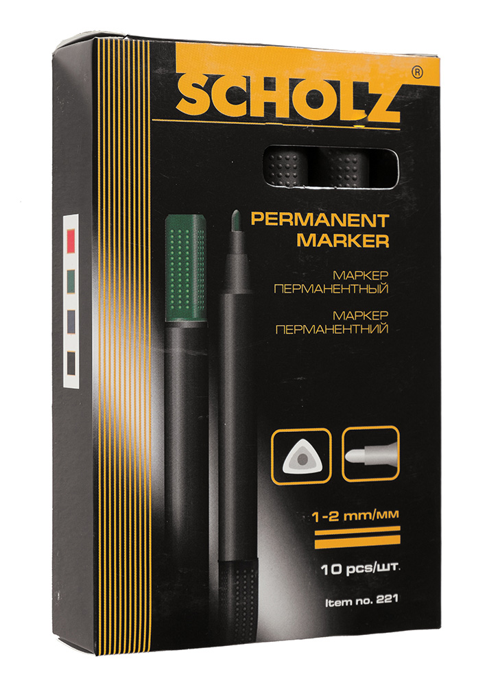 Маркер перманентный, круглое острие 1-2мм., черн. Scholz - фото 2