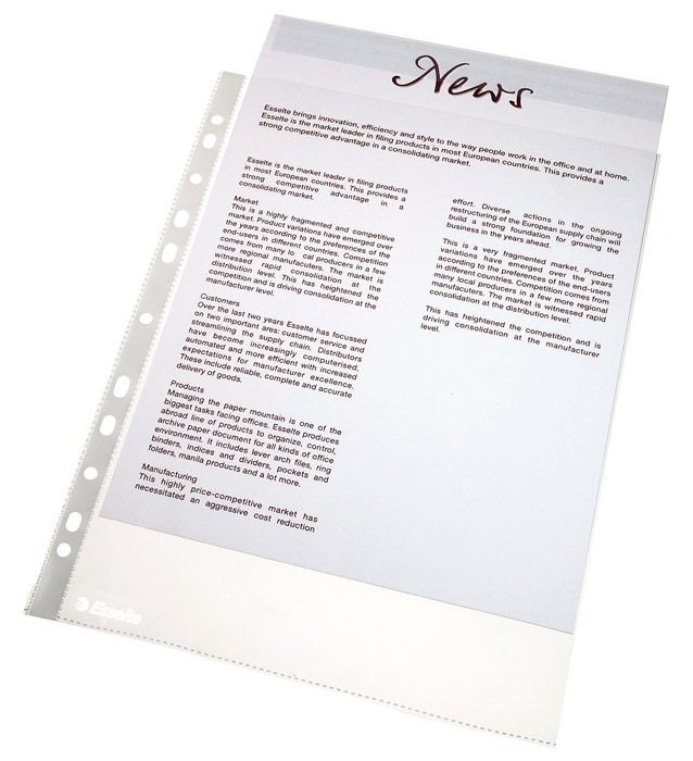 Файл матовый А4, 43мкм., верхний разрез, 100шт./уп., прозр. Esselte - фото 2