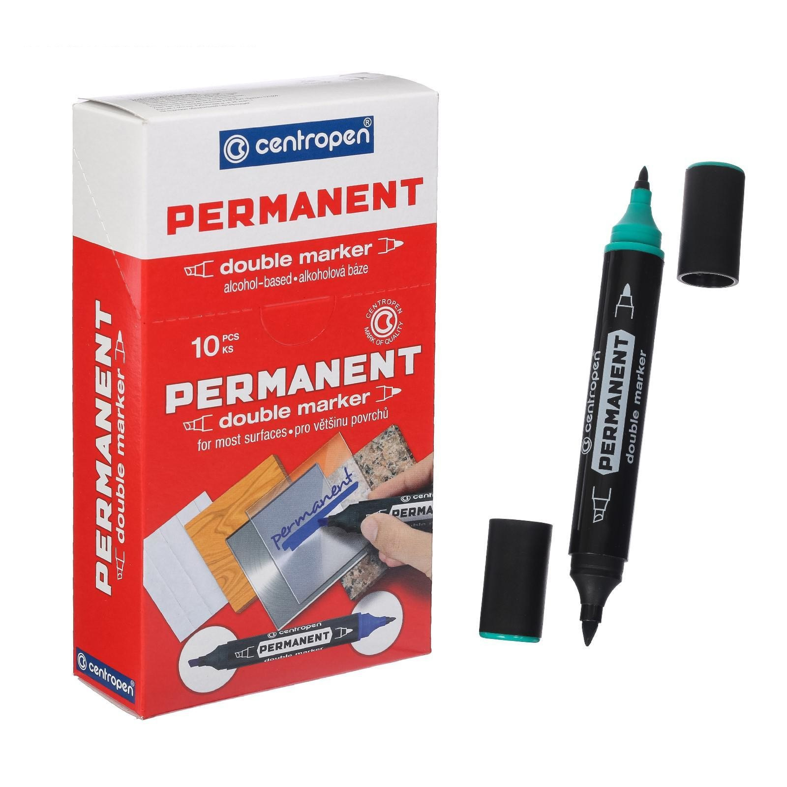 Маркер перманентний Double, двосторонній, 1-2,5мм./1-4мм., 1666, зелен. Centropen - фото 2