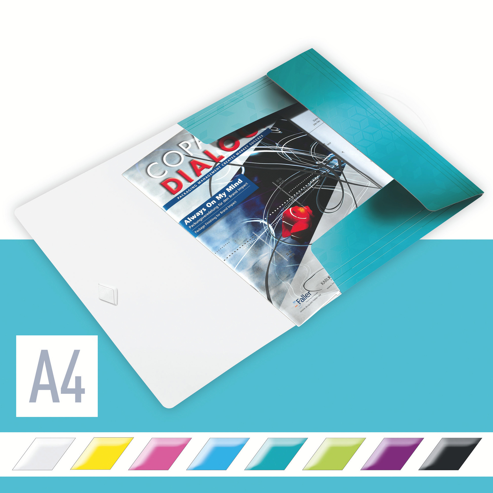 Папка на резинках Wow А4, 30мм., до 150л., пластик, метал. бирюз. LEITZ - фото 2