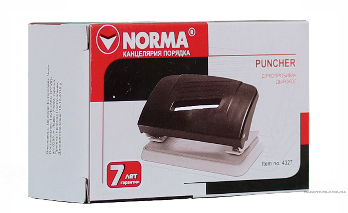 Діркопробивач на 2 отвори, до 10 аркушів (4327), без лінійки, черв. NORMA - фото 2