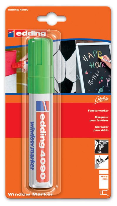 Маркер для окон 4090, клиновидное острие 4-15мм., зелен. Edding - фото 2