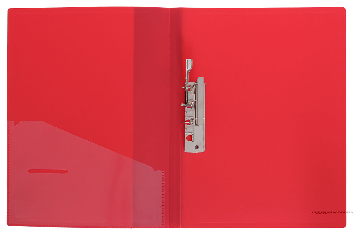Папка з бічним прижимом та кишененю А4, 20мм.,  пластик, черв. Scholz - фото 1