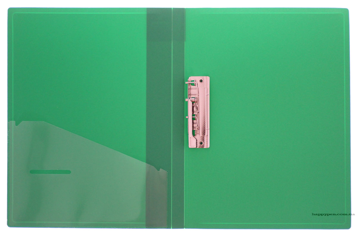 Папка с боковым прижимом и карманом А4, 20мм., пластик, зелен. Scholz - фото 1