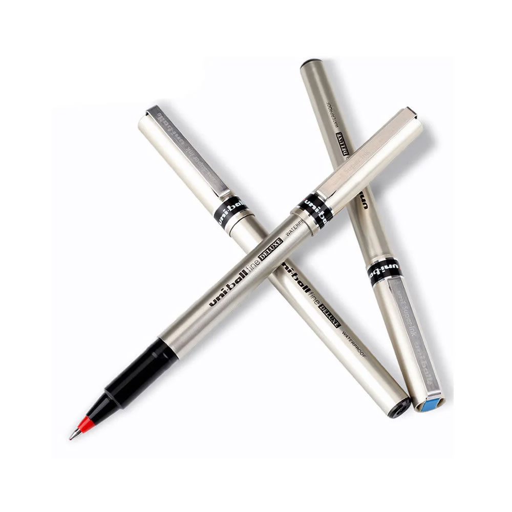 Роллер Uni-ball fine Deluxe, 0,7мм., корпус серебр., стержень красн. Uni - фото 3