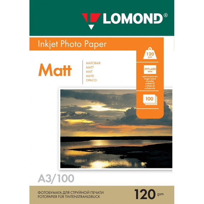 Фотопапір матовий А3, 120г/м2, 100арк., біл. Lomond - фото 2