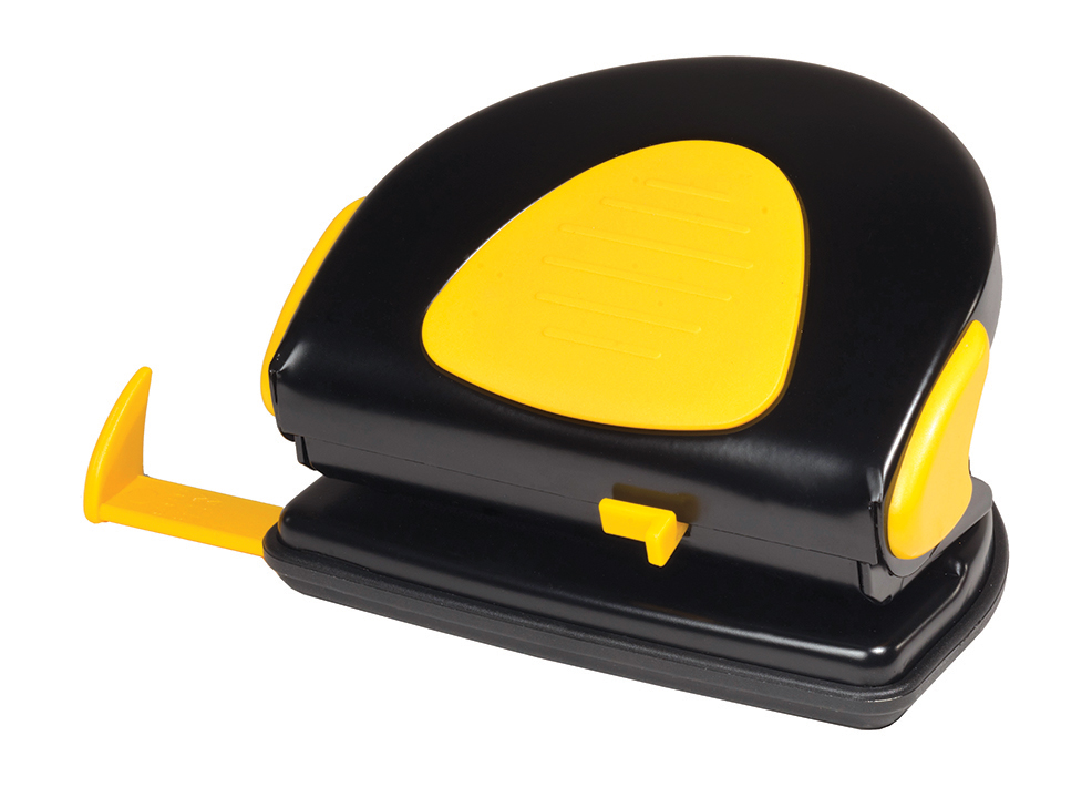 Дырокол на 2 отверстия, до 20 листов (4319), металлический, черн.- желт. Scholz - фото 3