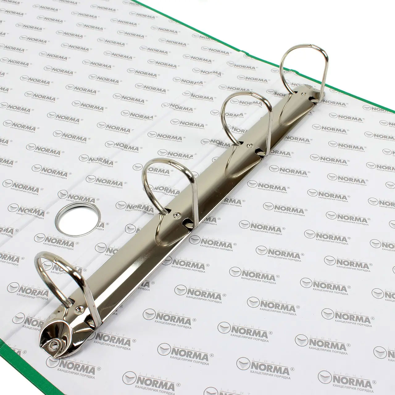 Папка А4, 50мм., 4кольца, картон PVC покрытие, зелен. NORMA - фото 2