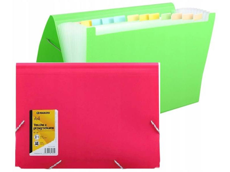 Папка-картотека на 14 відділень, А4, PP-104, на гумках, з розділювачами,  рожев. Penmate - фото 3