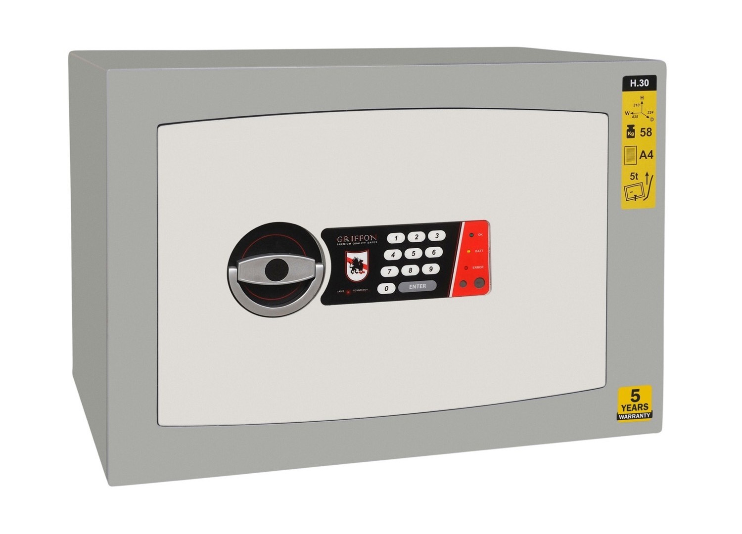 Сейф зламостійкий (310*435*324мм.)  з електроним сейфовим замком, HG.30.E Griffon - фото 2