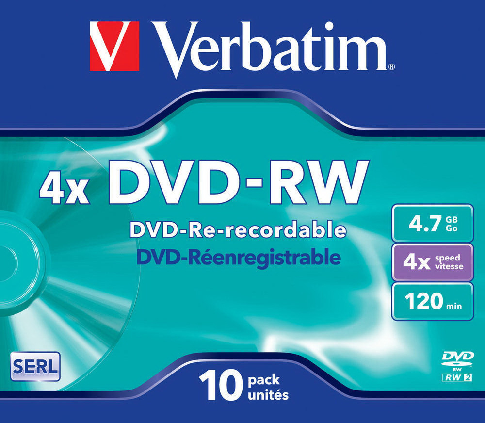 Диск DVD-RW 4.7 Gb/120min 4x slim Verbatim - фото 1