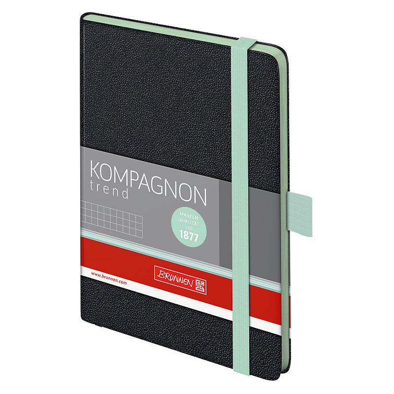 Книга записная А6 Компаньйон, клетка, мятный срез, черн. Brunnen - фото 3