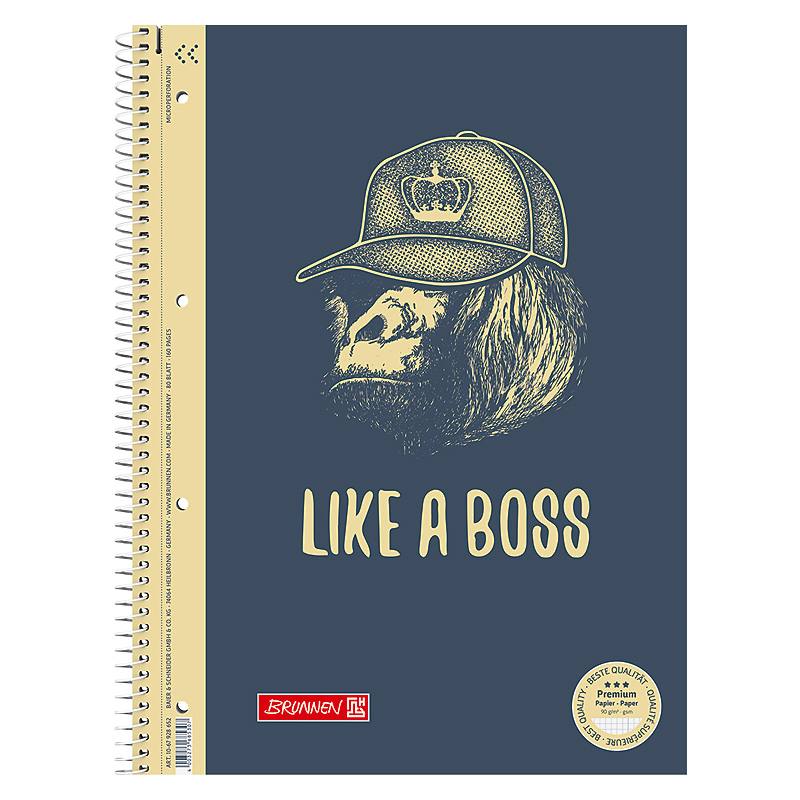 Колледж-блок А4 Premium, клетка, 80 листов, Boss black Brunnen - фото 2