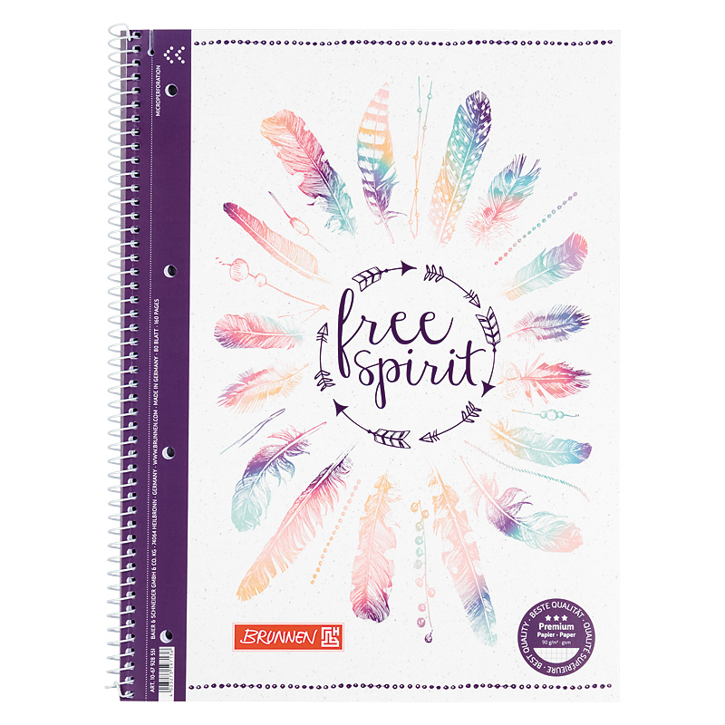 Колледж-блок А4 Premium, клетка, 80 листов, Free spirit Brunnen - фото 2
