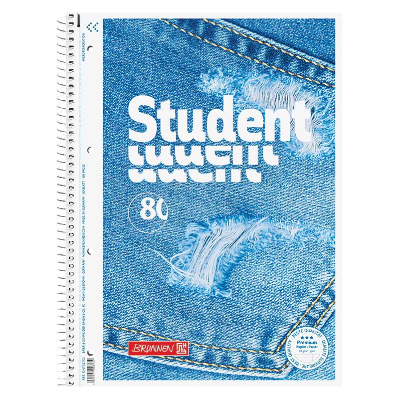 Колледж-блок А4 Premium, линейка, 80 листов, Jeans Brunnen - фото 2
