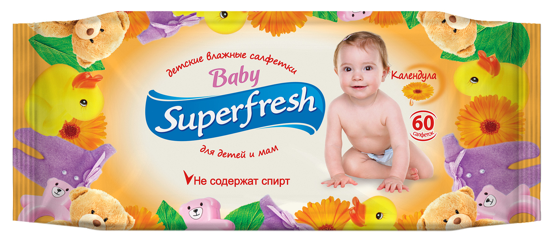 Салфетки влажные для детей и мам Baby, 60шт./уп. Super Fresh - фото 1