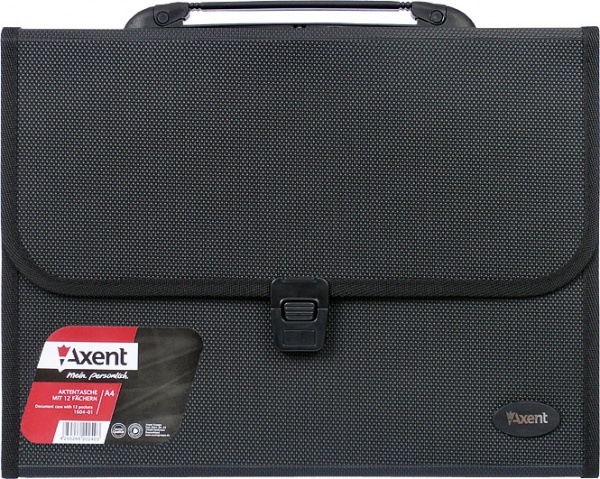Портфель-картотека на 12 відділеннь, А4, чорн. Axent - фото 1