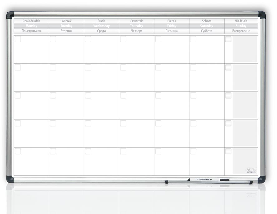 Доска белая магнитная планер на месяц ALU23 60*90см., алюминиевая рамка, лак 2x3 - фото 3