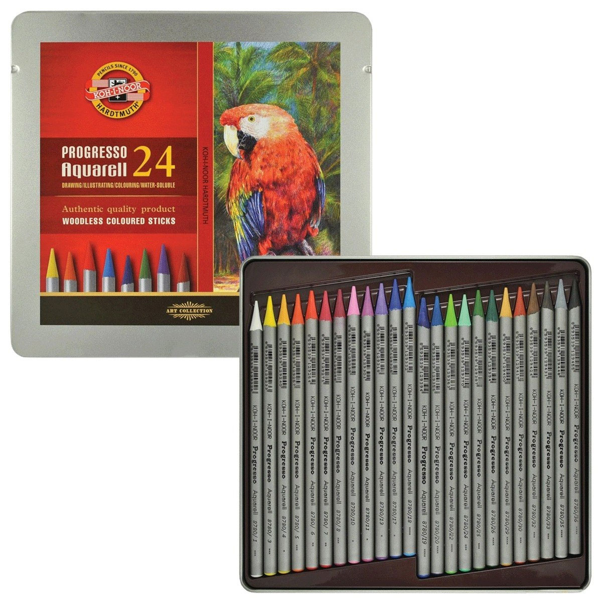 Карандаши акварельные бездревесные, 24цв. Progresso 8784, метал/коробка Koh-i-noor - фото 4