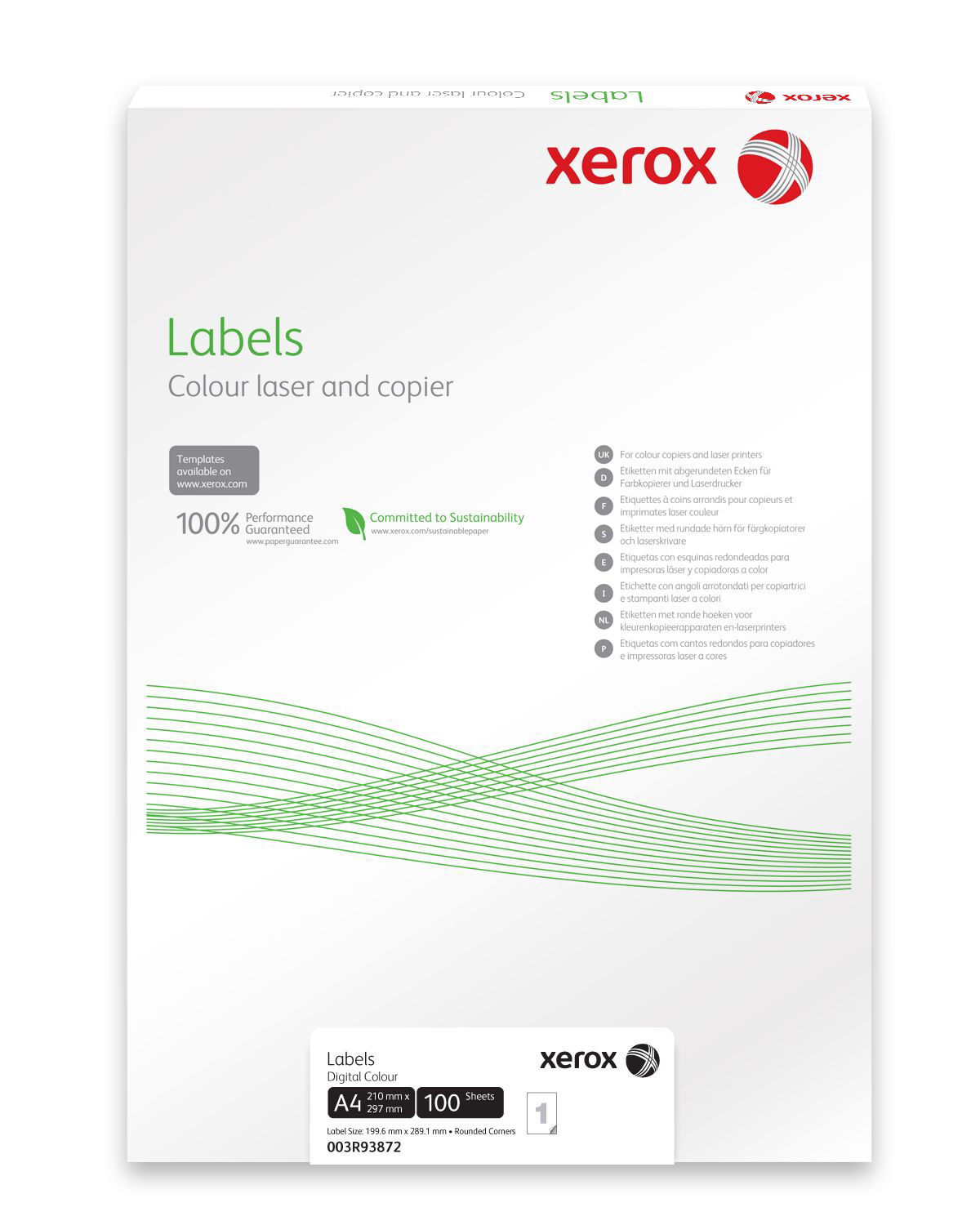 Наліпки Labels для кольр. лазер. друку (1) 199.6X289,1мм., 100арк/уп.,  заокруг. краї (003R93872) XEROX - фото 1