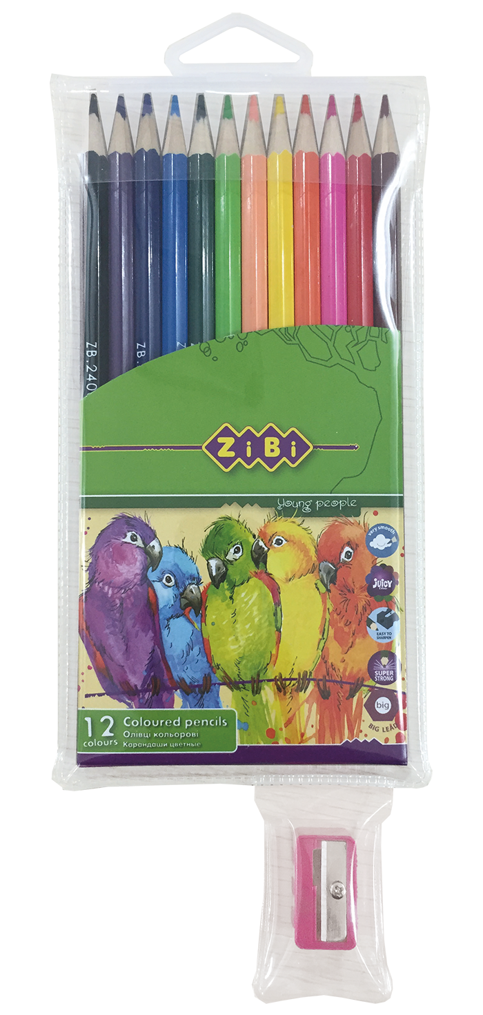 Карандаши цветные, 12цв. SMOOTH c точилкой ZiBi - фото 1