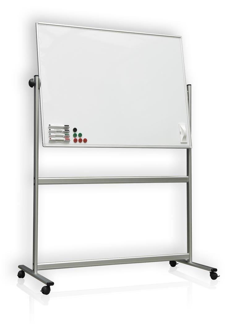 Доска белая магнитная сухостираемая оборотно-мобильная 100*150см., алюминиевая рамка, лак 2x3 - фото 1