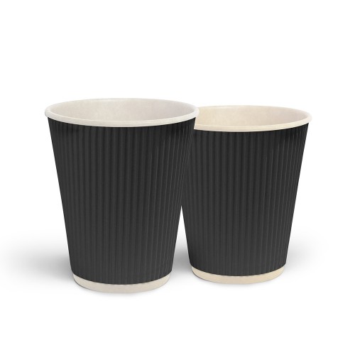 Стакани одноразові паперові гофровані термо 275мл. 25шт/уп. чорн. Україна - фото 1
