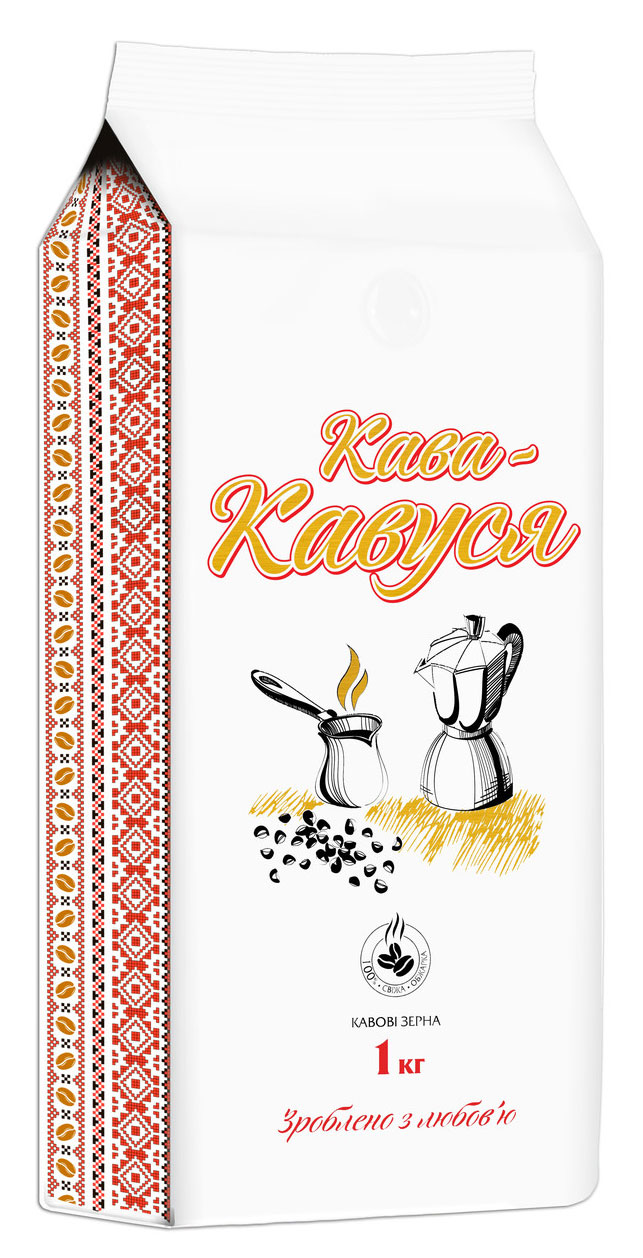 Кофе в зернах Кава-Кавуся 1000г., купаж арабика/робуста Украина - фото 1