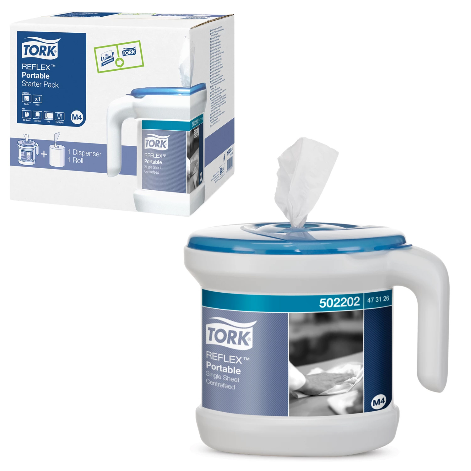 Тримач для рулонних рушників з центральним витягуванням, переносний, Reflex, (M4), блакит. Tork - фото 5