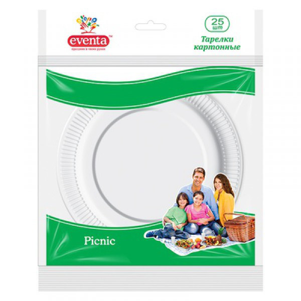 Тарелка бумажна 18см., без делений, 20шт./уп., бел. EVENTA - фото 1