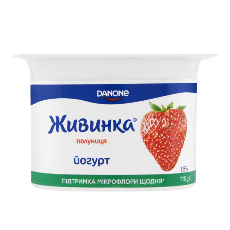 Йогурт Живинка 1,5% стакан 115г*4 Клубника DANON - фото 2