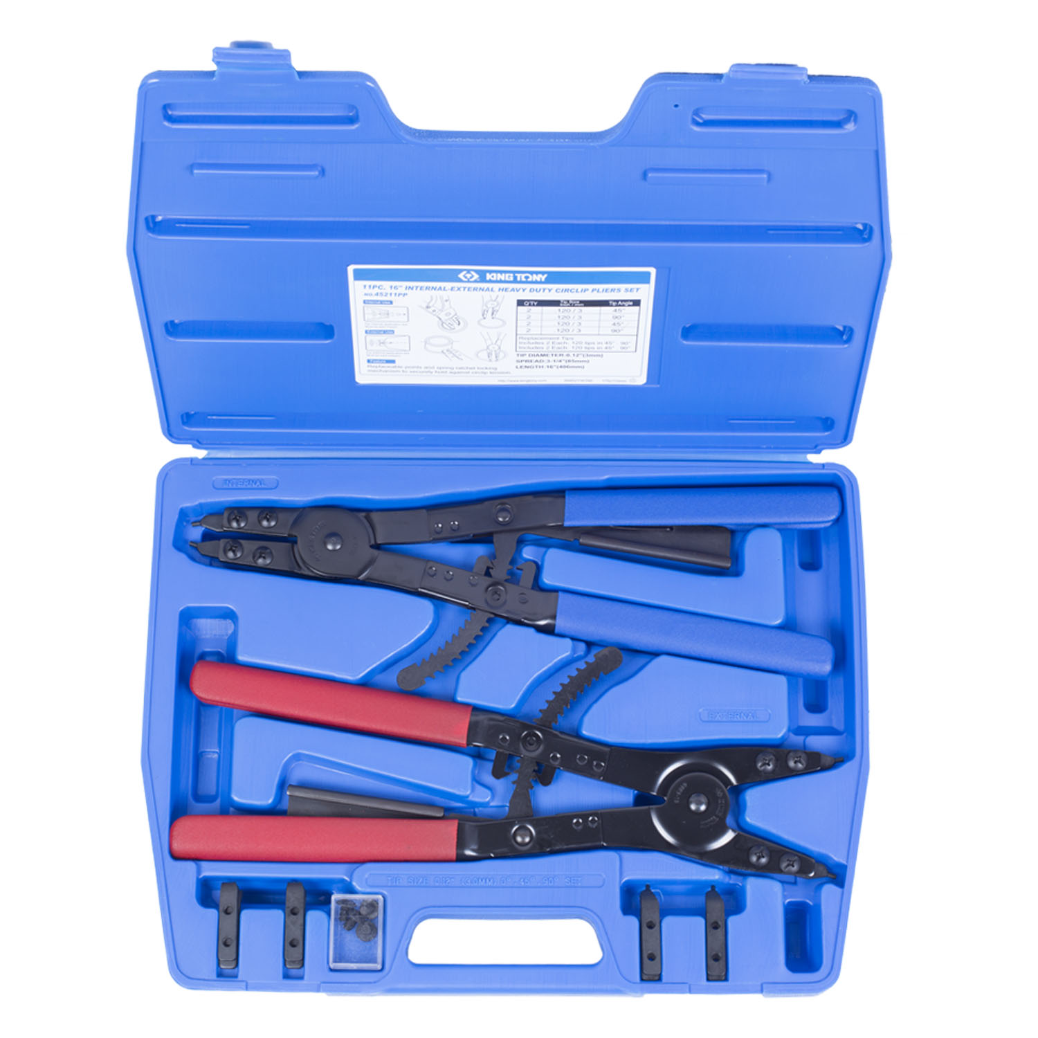 Знімач для стопірних кілець універсальний 406мм, 11 предметів King Tony - фото 4